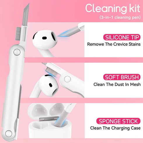 Skyconser 4 Clear Case for AirPods Case Cover with Safety Lock,Soft TPU Cover with Phone Stand & Cleaning Kit,Cute