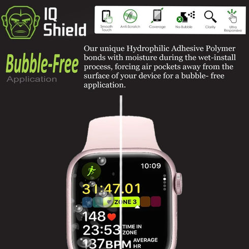 IQShield Screen Protector for Apple Watch Series 9/8/7 (45mm) Anti-Bubble Clear TPU Film (6-Pack)