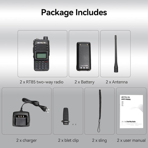 Retevis RT85 Ham Radios Long Range, Rechargeable Walkie Talkies, Dual Band Radio for Family Survival Gear