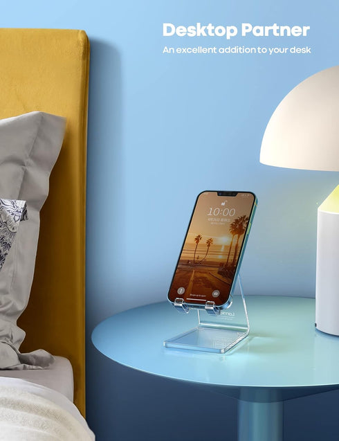 Lamicall Clear Cell Phone Stand, Transparent Phone Dock for Desk, Acrylic Office Accessories, Suitable for 4-8'' iPhone