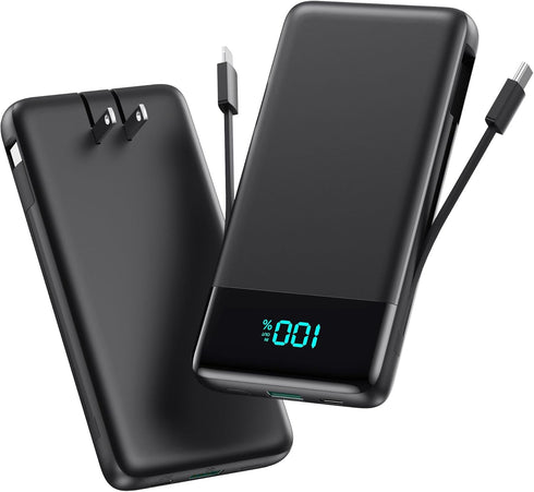 AONIMI Portable Charger for iPhone,13800mAh Slim Power Bank with Built-in Cables & AC
