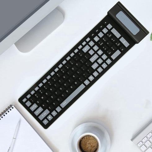 Silicone Keyboard, Foldable Soft Waterproof Rollup Keyboard for PC Laptop Notebook, 103 Keys, Mute Typing, Lightweight