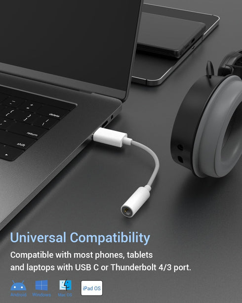 Cubilux USB C Headphone Adapter: Type C to 3.5mm Dongle for iPhone 15+/15 Pro Max, iPad Pro, Samsung S24/S23/S22, Pixel