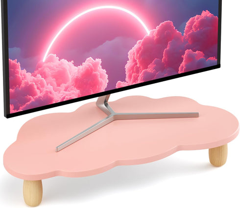 AFOOYO Monitor Stand Riser,Cloud Shape Wood Computer Monitor Stand, 16.5IN Monitor Stand