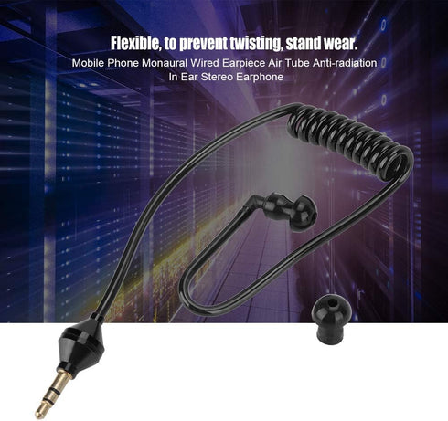 Monaural 3.5mm Anti Radiation Earphone Stereo Headset, Flexible Air Tube, Lightweight