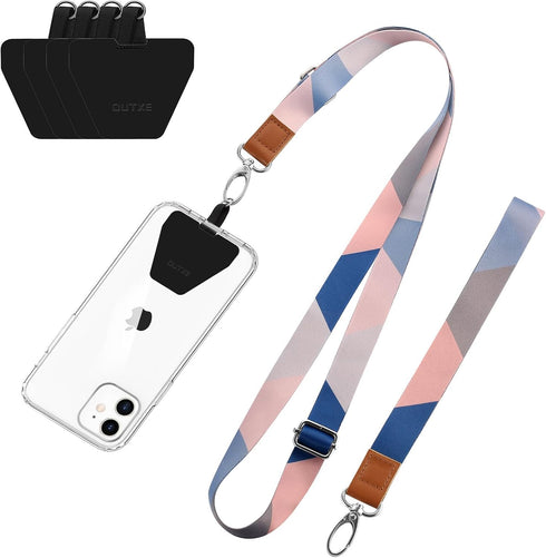 OUTXE Phone Lanyard, 4 Pads, Adjustable Neck Strap, Wrist Strap, Nylon Lanyard Compatible with All Smartphones