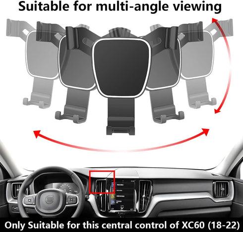 Car Phone Holder for 2018-2025 Volvo XC60 - Auto Accessories Navigation Bracket Mobile Cell Phone Mount