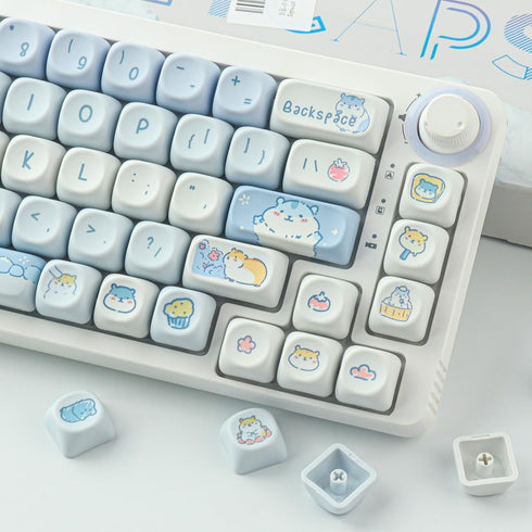 Sunzit PBT Keycaps - MOA Keycaps, Cute 132 Keys Dye-Sublimation Custom Keycap Set for Cherry MX Mechanical Keyboard