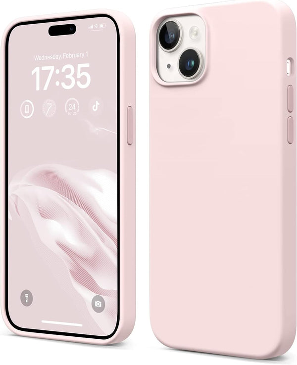 AOTESIER iPhone 14 Case, Chalk Pink Silky Touch Premium Soft Liquid Silicone Rubber Full-Body Protective Bumper