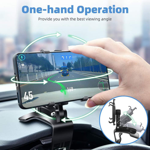 FONKEN Car Phone Mount - 360 Degree Rotation Dashboard Clip Mount for iPhone 11/12 Pro Max and Samsung Galaxy