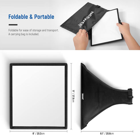 NEEWER 11" x 8" Flash Diffuser Light Softbox, Universal and Collapsible with Storage Pouch