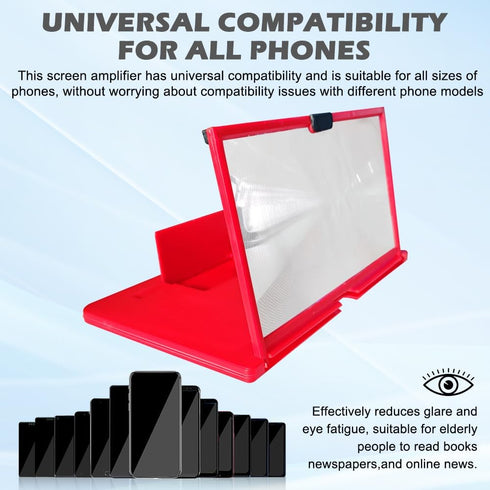 Londehuhai 12" 3D Screen Phone Magnifier, HD Mobile Phone Magnifier Projector Screen for Movies,Videos, Gaming Portable