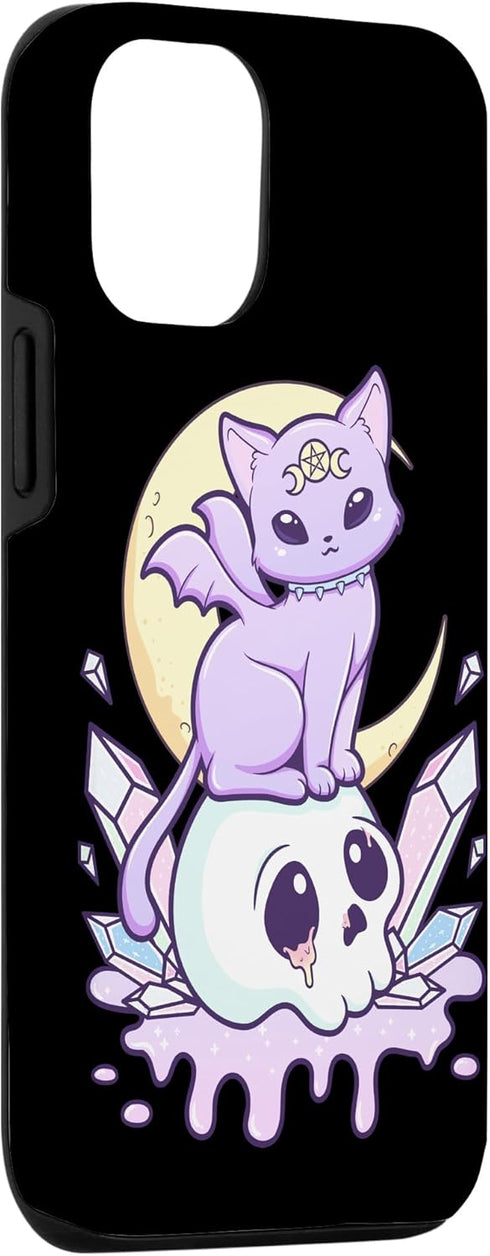 iPhone 13 Kawaii Pastel Goth Cute Creepy Witchy Cat and Skull Case