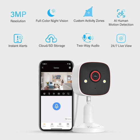 Jennov 2K Home Security Cameras - Indoor/Outdoor WiFi Camera for Baby, Pet Dog, 2 Pcs with Color Night Vision