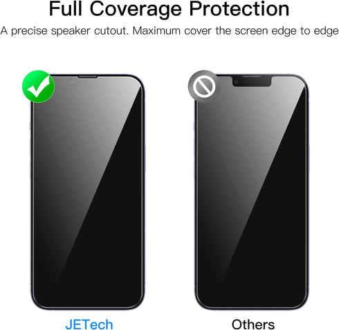 JETech One Touch Install Screen Protector for iPhone 14 6.1-Inch, Full Coverage Tempered Glass Film, 2-Pack