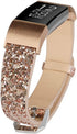 Bling Bands Shiny Glitter Leather Replacement Strap for Fitbit Charge 2, Compatible Women Wristbands