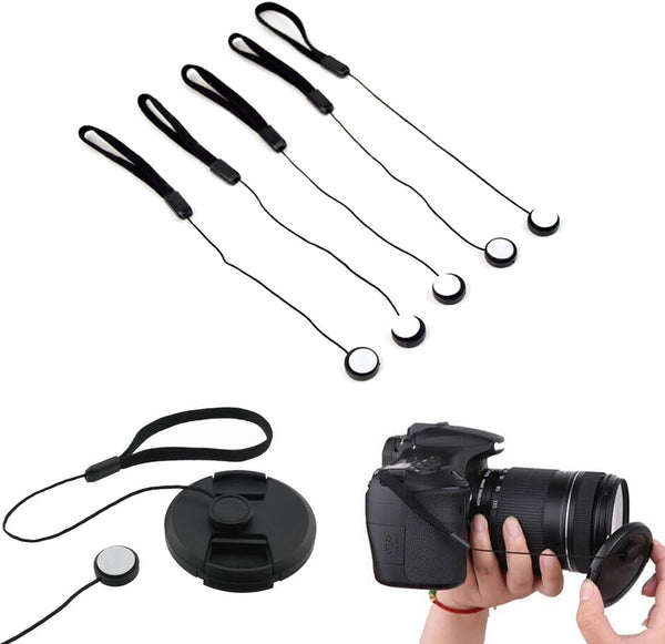 5 Pack Lens Cap Keeper for SLR Cameras, Anti-Lost Lanyard Strip for DSLR, Nikon, Sony, Fuji, Olympus