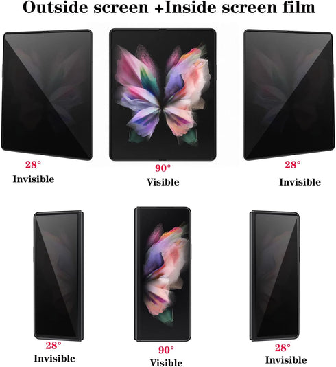 2+1 Pack Privacy Matte Screen Protector for Samsung Galaxy Z Fold 6, Anti-peep 1PCS Outside +1PCS Inside +1PCS Lens