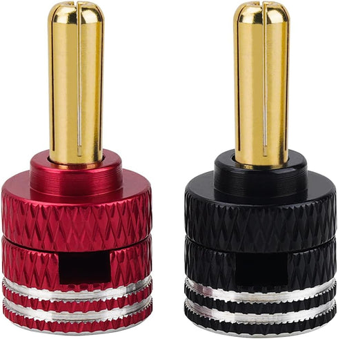 TCRC 2PCS Aluminum Heatsink 5mm Bullet Plug Connectors & Grips for Li-Po and Li-HV Hardcase Power (Red + Black)