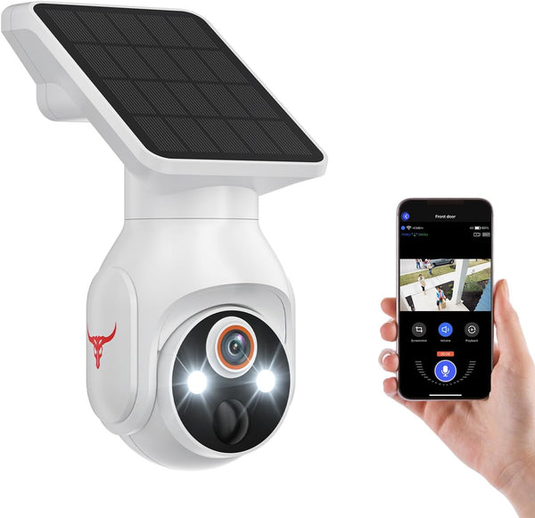 MeshSear 1080P Solar Security Cameras Wireless Outdoor, 360 View Pan/Tilt, Color Night Vision,