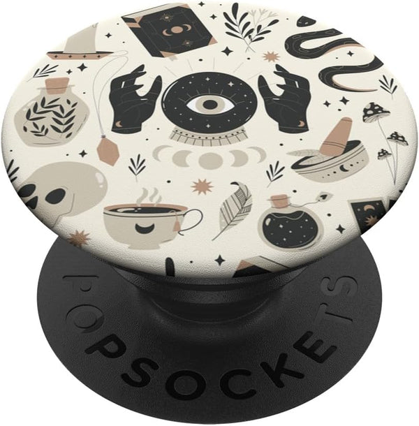 Witch's Essentials Pattern, Witchy Design Halloween Cute PopSockets Standard PopGrip