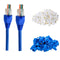 PETECHTOOL RJ45 Cat6 Pass Through Connectors Gold Plated 8P8C Ends with Blue Strain Relief Boots (200 Packs Total)