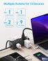 CCCEI 9 45W 4 1.6 inch Desk Clamp Power Strip with Outlets, Desktop Edge Mount Surge Protector with USB-A and USB-C