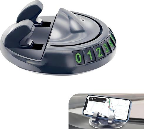DACIRTY Dashboard Cell Phone Holder with Parking Number Plate, 360 Degree Rotating Adjustable