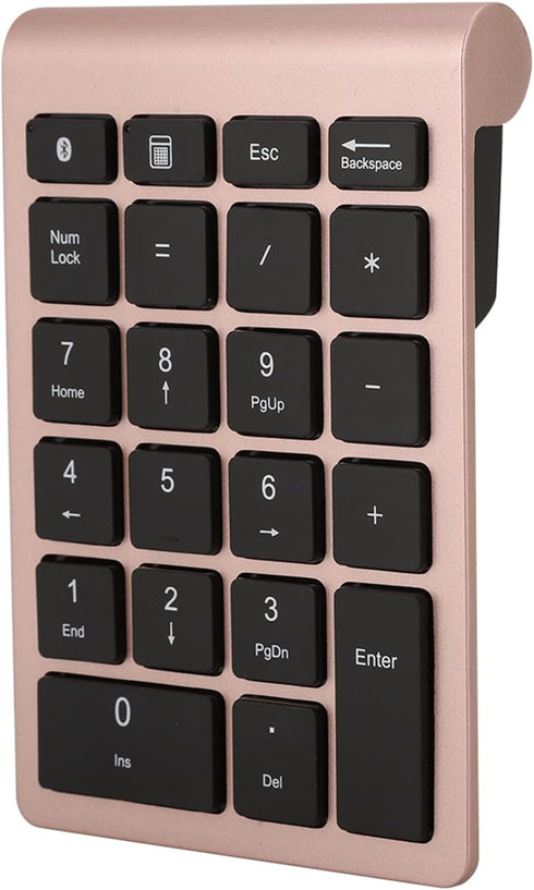 22 Keys Numeric Keypad, Portable Wireless Mini Keyboard Compatible with Bluetooth 5.0 for Laptop/Desktop (Rose Gold)