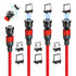 Red Magnetic Charging Cable 4 Pack (10ft each) - 540° Rotation, Nylon Braided, Type C & Micro USB Compatible.
