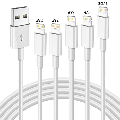 iPhone Charger (3/3/6/6/10FT) 5Pack MFi Certified Lightning Cable, Fast Charging Cords Compatible with iPhone 14 13 12