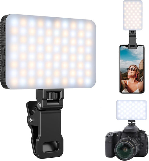 King Ma Portable Selfie Phone Light, 3 Modes LED Clip on Light Rechargeable Video