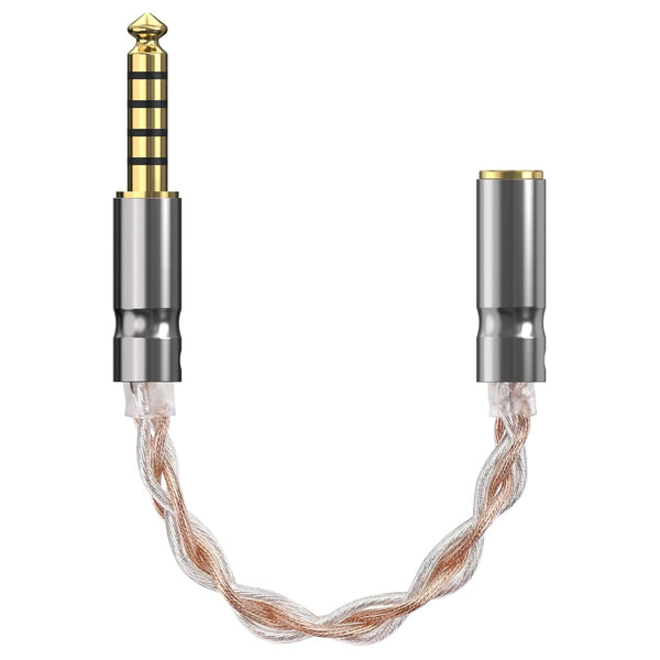 Geekria 4.4MM Male to 3.5MM Female Headphones Plug Adapter, Copper and Silverplated Audio Dongle