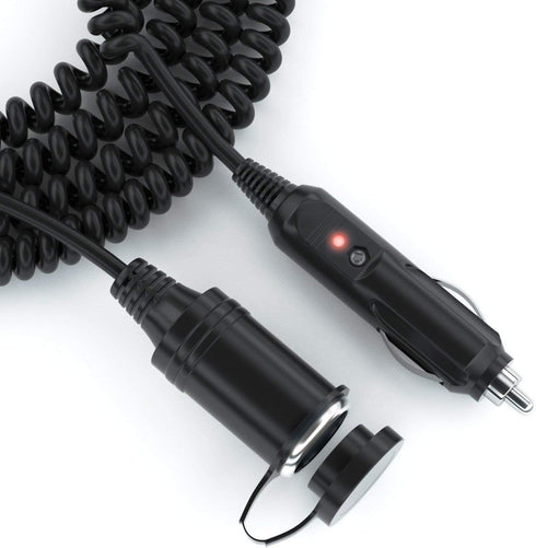 Cigarette Lighter Extension Cord 12V - Car Charger Socket Power Plug Cable 18AWG (12 Ft Uncoiled)