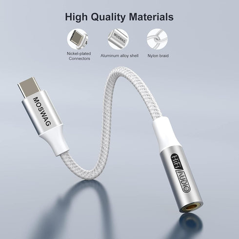 MOSWAG USB Type C to 3.5mm Headphone Jack Adapter, Audio Adapter for Samsung Galaxy S23 S22 S21 S20, Pixel