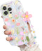 Cute Colorful Flower Curly Wave Clear Case for iPhone 14 Pro Max with Lovely Flower Bracelet Chain