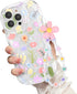 Cute Colorful Flower Curly Wave Clear Case for iPhone 14 Pro Max with Lovely Flower Bracelet Chain