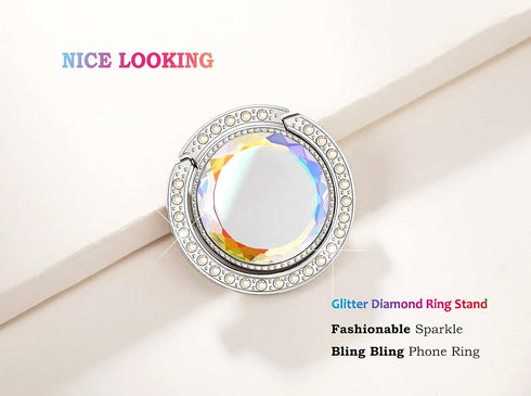 Glitter Bling Bling Phone Ring Holder, Sparkle Phone Ring Grip with Flat Diamond