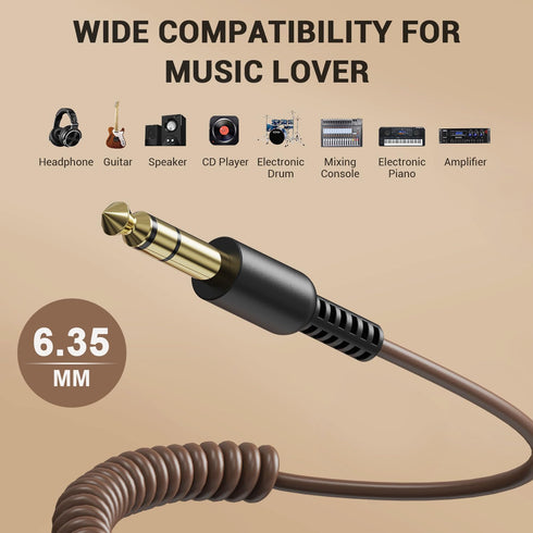 OneOdio Fusion A71/HiFi/Pro C/Pro M Wired Headphones Audio Cable, Brown - 6.35mm to 3.5mm