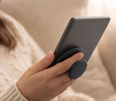 ENCASED Comfort Grip Holder for E-Readers and Tablets - Collapsible Handle (Black)