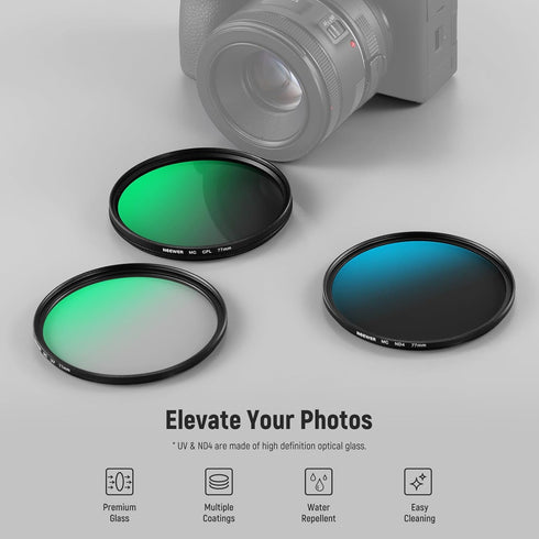 NEEWER 77mm UV/CPL/ND Lens Filter Kit with Hard Shell Case, Multicoated Optical Glass & Aluminum Alloy Frame