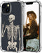for iPhone 15 Case, Cute Skull Skeleton Clear Design, Girly Floral Transparent Case Compatible with iPhone 15
