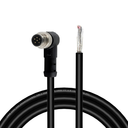 Lonlonty M8 Aviation Sensor Cable 6 Pin, 6.5Ft/2M Shielded Connector, Field Assembly M8 Connector A Coding Right Angle