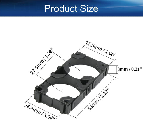 Heyiarbeit 20pcs 2 x Cell 26650 Battery Holder Bracket, Safety Shockproof Plastic Brackets for 26650 Lithium Batteries