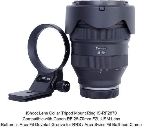 iShoot 74.5mm Metal Tripod Mount Ring Lens Collar, Compatible with Canon RF 28-70mm f/2L USM, Arca-Swiss Fit