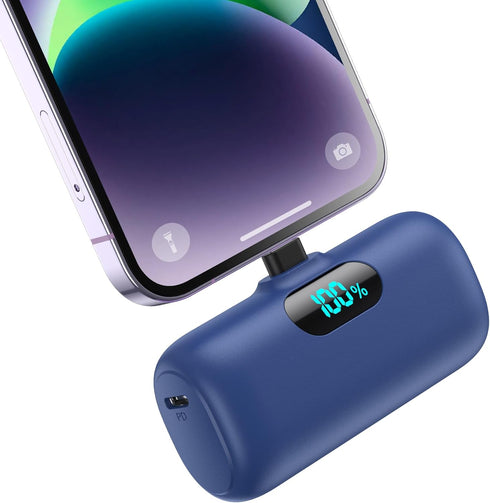 Small Portable Charger for iPhone, Upgraded 5000mAh PD Fast Charging Power Bank, Mini Plug-in Battery Pack