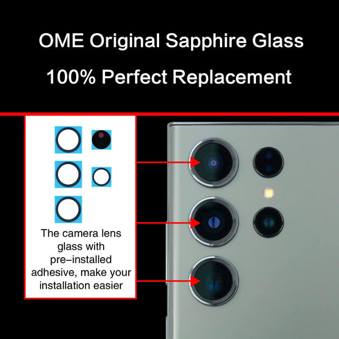 2PCS ASDAWN Camera Lens Glass Replacement for Galaxy S23 Ultra, 6.8 inches with Pre-Installed Adhesive + Repair Tool