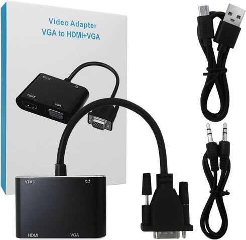 INGQI 2 1,1080P@60HZ New VGA to HDMI+VGA Adapter for Dual Monitors, VGA to HDMI Adapter Splitter in Full HD Display