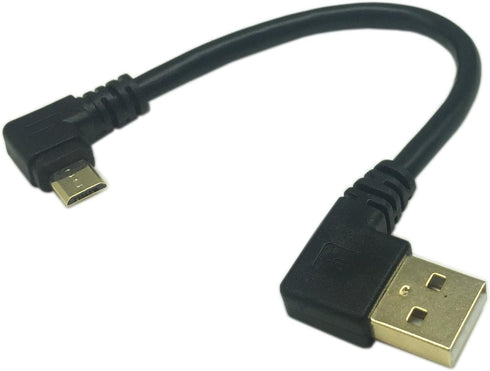 CERRXIAN 15cm Micro USB Short Cable Combo Gold Plated Left & Right Angle (2-Pack)