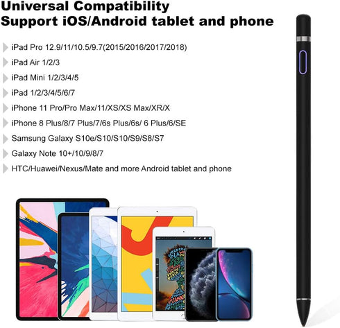 Active Stylus Pen for Touch Screens, Smart Digital Pencil Compatible with iPhone, iPad Pro, Air, Mini, and Tablets